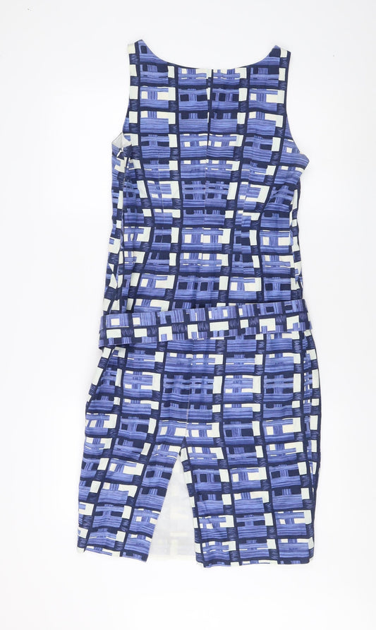 L.K. Bennett Women's Blue Geometric Knee-Length Shift Dress