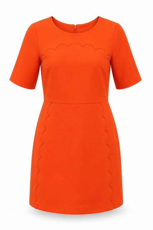 Topshop Women Orange Half Sleeve Short Dress