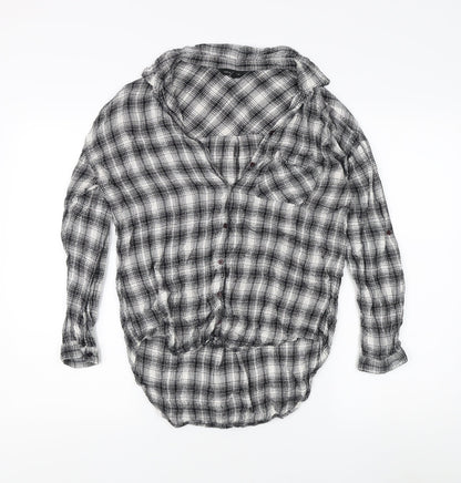 New Look Women's Black Plaid Button-Up Shirt Size 10