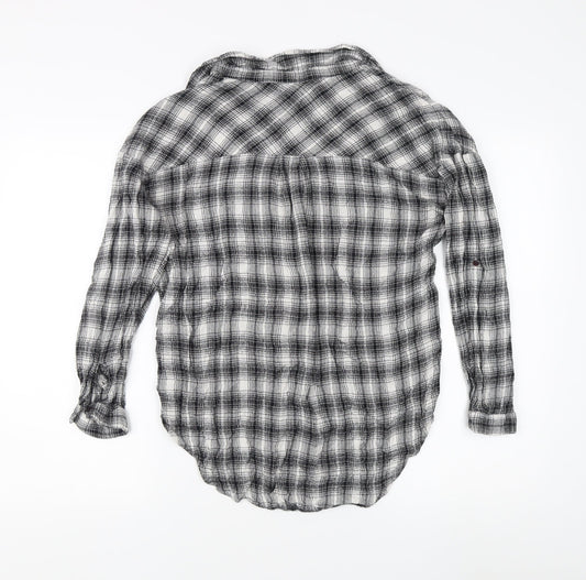 New Look Women's Black Plaid Button-Up Shirt Size 10