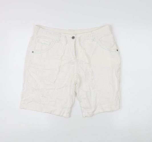 Marks and Spencer Women’s White Linen Shorts Size 14