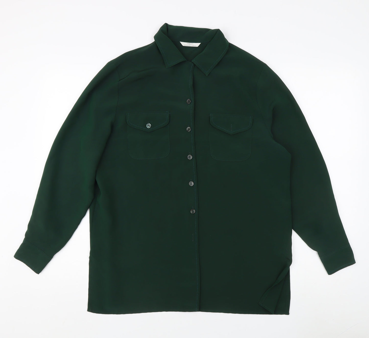 Womens UK Size 14 Marks and Spencer Green Basic Button-Up