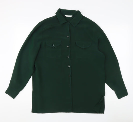 Womens UK Size 14 Marks and Spencer Green Basic Button-Up