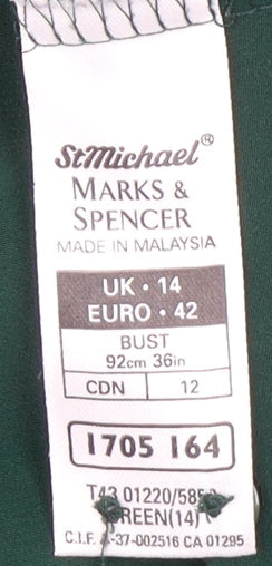 Womens UK Size 14 Marks and Spencer Green Basic Button-Up