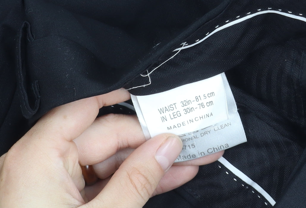 Moss 1851 Men's Black Dress Pants 32 Regular Fit