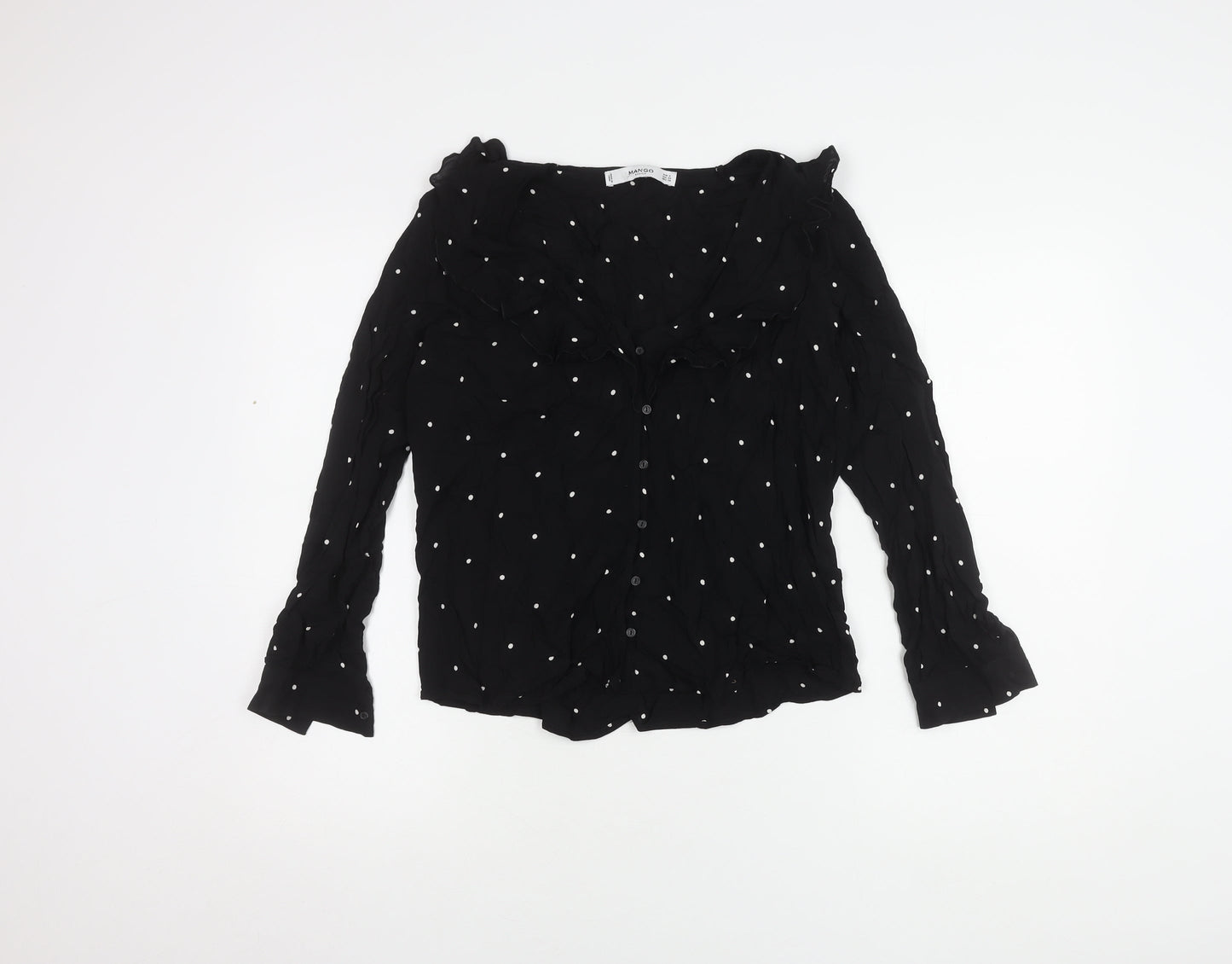 Womens UK Size 12 Mango Black Basic Blouse