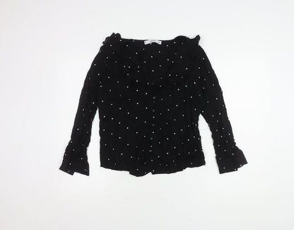 Womens UK Size 12 Mango Black Basic Blouse