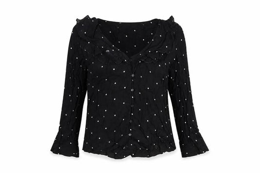 Womens UK Size 12 Mango Black Basic Blouse