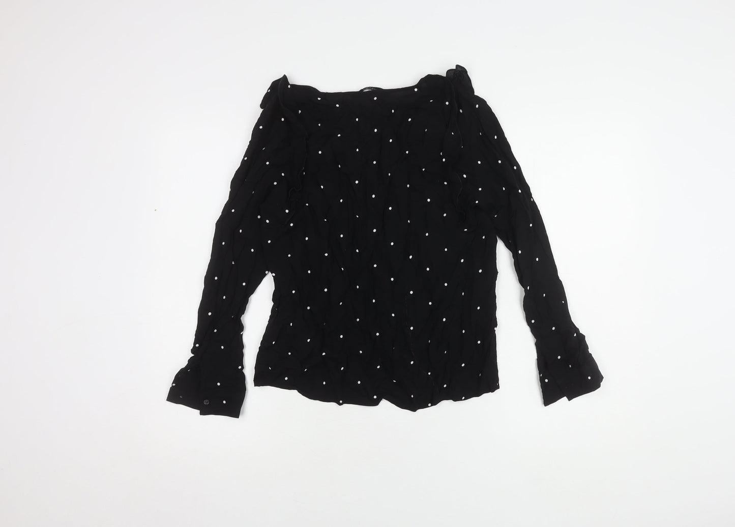 Womens UK Size 12 Mango Black Basic Blouse
