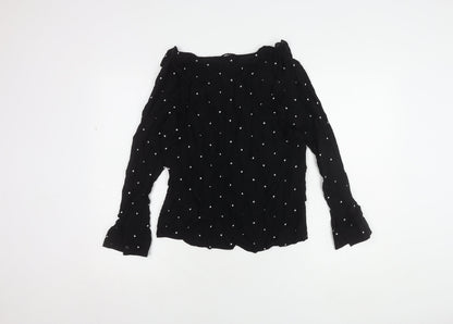 Womens UK Size 12 Mango Black Basic Blouse