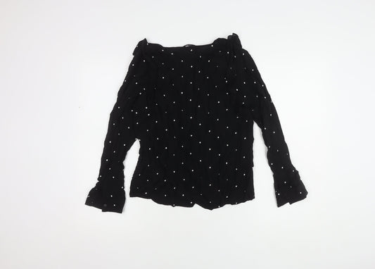Womens UK Size 12 Mango Black Basic Blouse