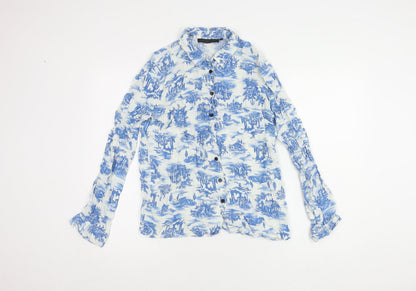 Womens UK Size 10 Topshop Multicoloured Basic Button-Up