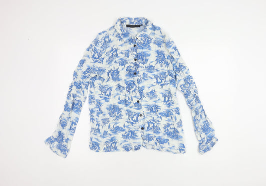 Womens UK Size 10 Topshop Multicoloured Basic Button-Up