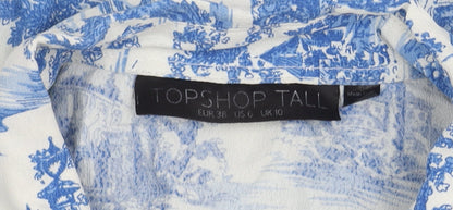 Womens UK Size 10 Topshop Multicoloured Basic Button-Up