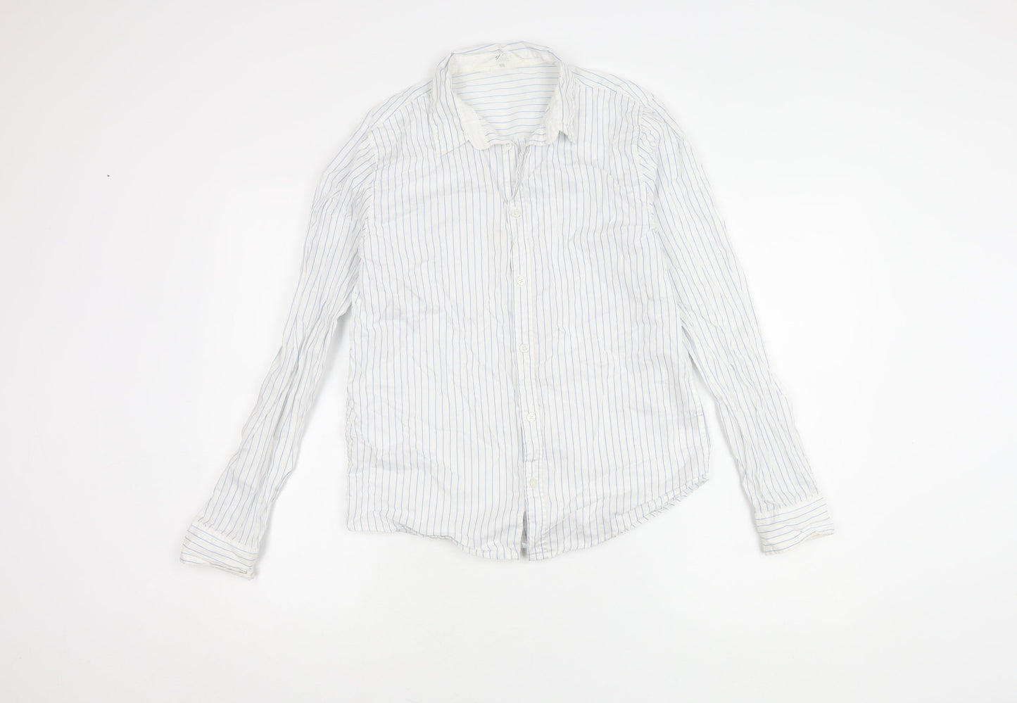 H&M Girls White Striped Button-Up Shirt 13-14 Years