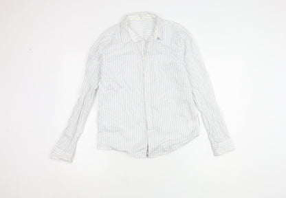 H&M Girls White Striped Button-Up Shirt 13-14 Years