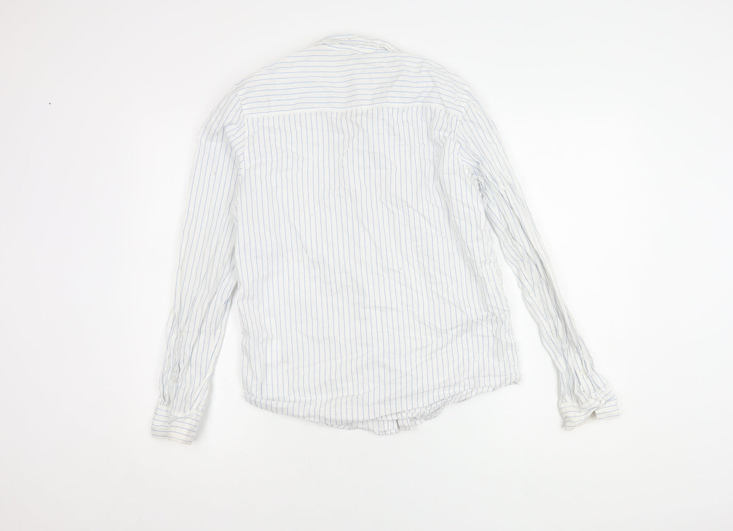 H&M Girls White Striped Button-Up Shirt 13-14 Years