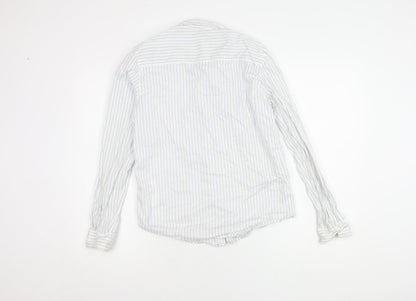 H&M Girls White Striped Button-Up Shirt 13-14 Years