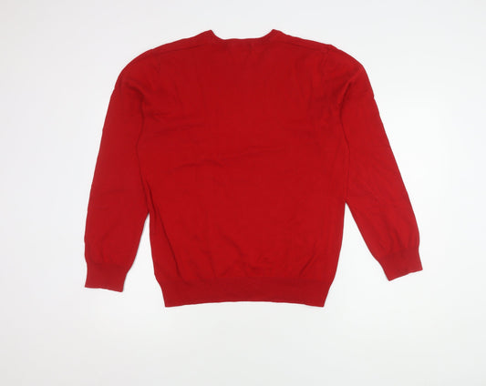 Pierre Cardin Men's Red V-Neck Pullover Jumper M