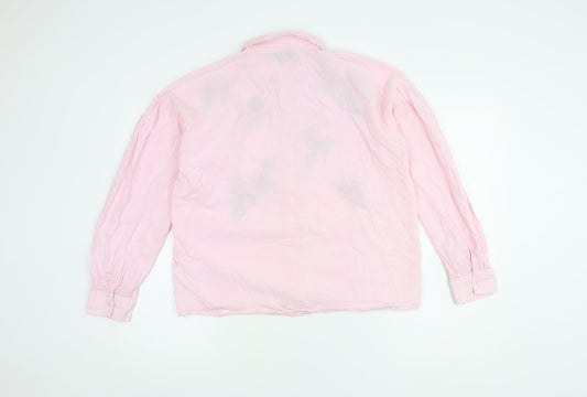 Womens UK Size 8 Topshop Pink Basic Button-Up