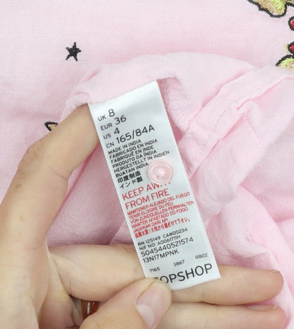 Womens UK Size 8 Topshop Pink Basic Button-Up