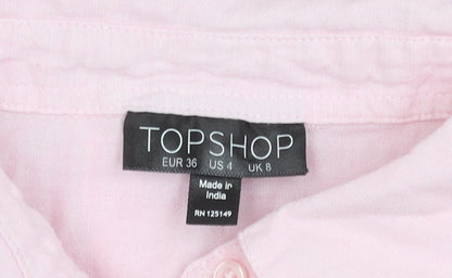 Womens UK Size 8 Topshop Pink Basic Button-Up