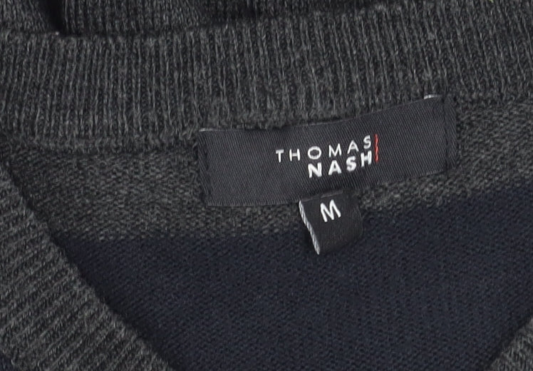 Thomas Nash Men's Multicoloured Striped Henley Jumper M