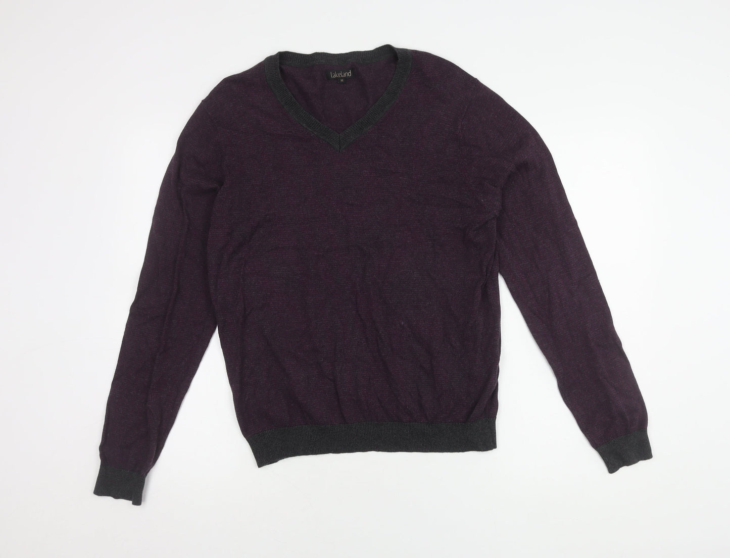 Lakeland Men's Purple V-Neck Pullover Jumper - M