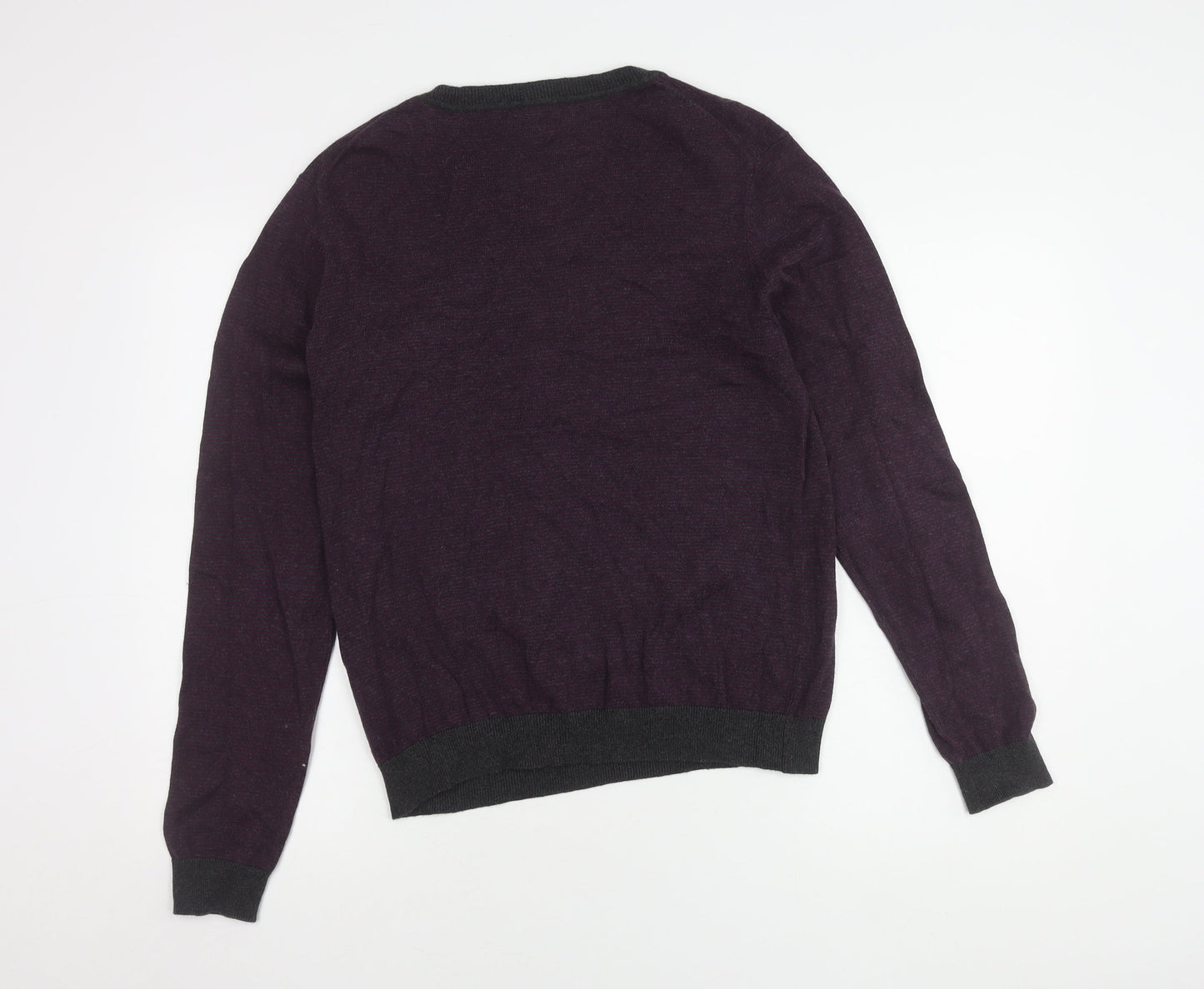 Lakeland Men's Purple V-Neck Pullover Jumper - M