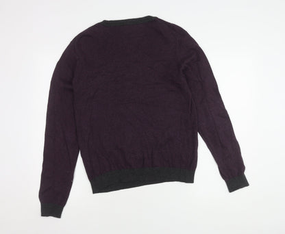 Lakeland Men's Purple V-Neck Pullover Jumper - M