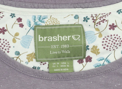 Brasher Women's Purple T-Shirt, Size 14, Short Sleeve, Casual