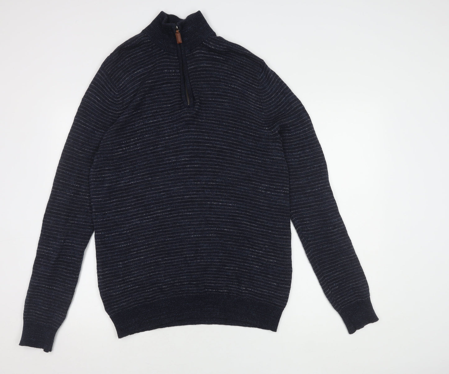 Racing Green Men's Blue M High Neck Full Zip Jumper