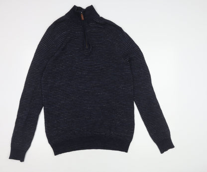 Racing Green Men's Blue M High Neck Full Zip Jumper