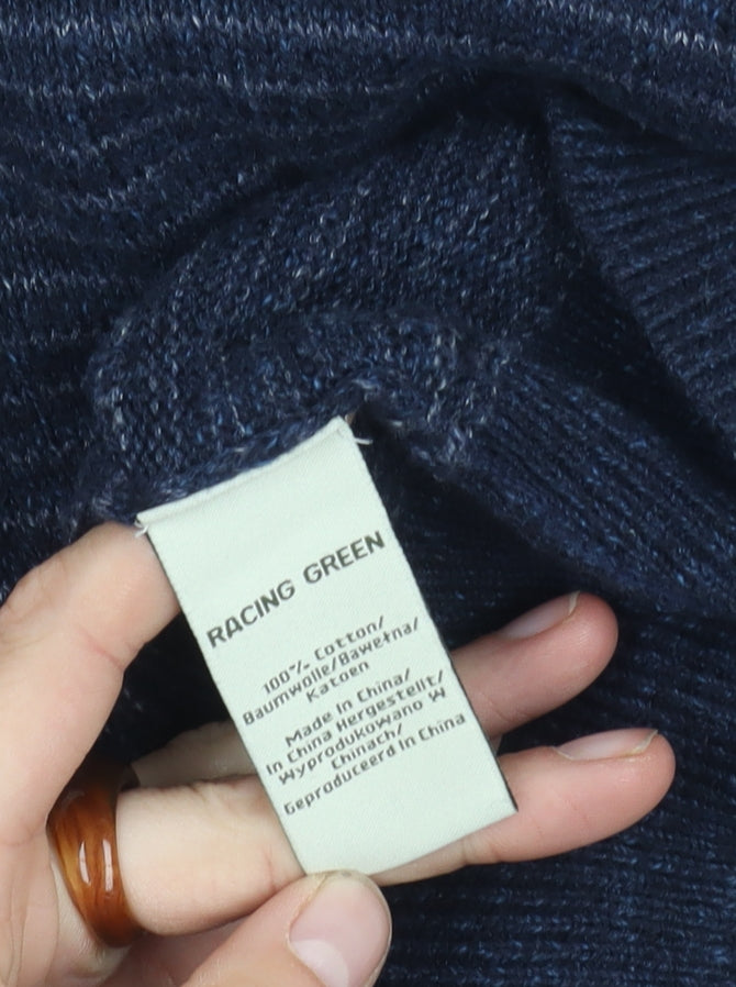 Racing Green Men's Blue M High Neck Full Zip Jumper