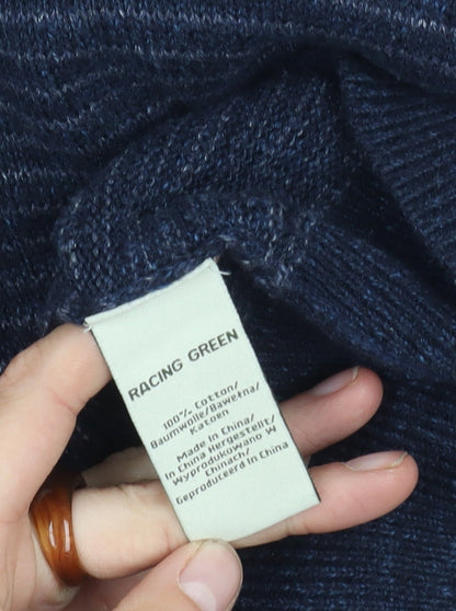 Racing Green Men's Blue M High Neck Full Zip Jumper