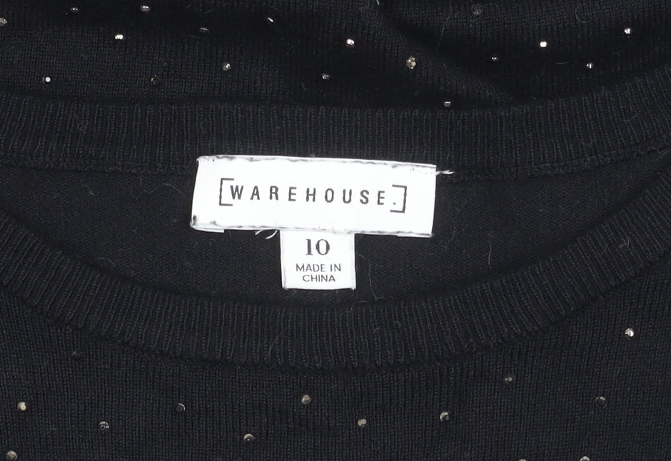Womens UK Size 10 Warehouse Black Pullover Jumper