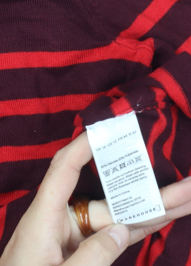 Womens UK Size 16 Warehouse Red Pullover Jumper