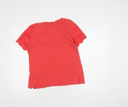 Womens UK Size 10 Joules Red Basic T-Shirt