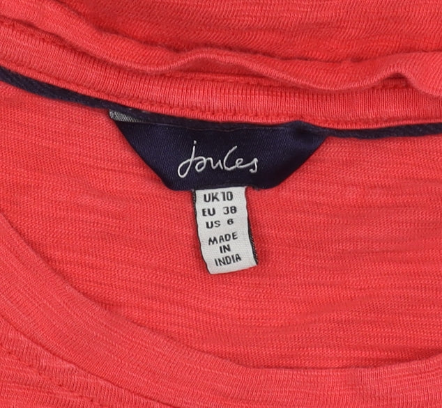 Womens UK Size 10 Joules Red Basic T-Shirt
