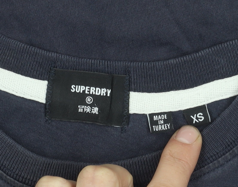 Superdry Men's Blue XS Solid Crew Neck T-Shirt