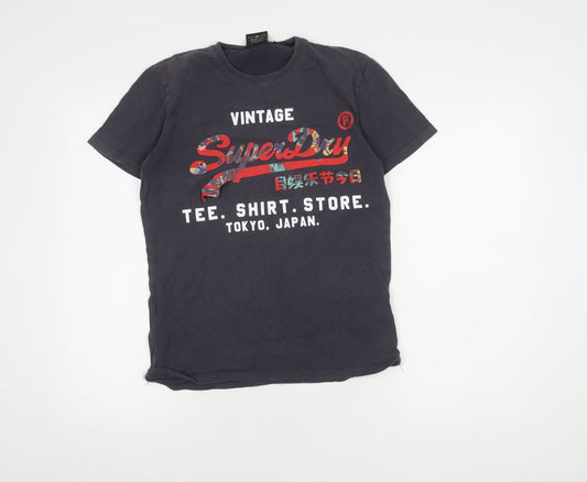 Unisex Adults UK Size XS Superdry Black Basic T-Shirt