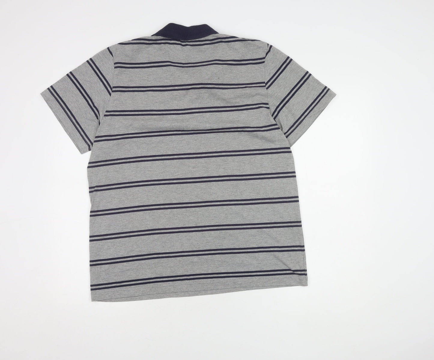 Sergio Tacchini Men's Grey Striped Polo L