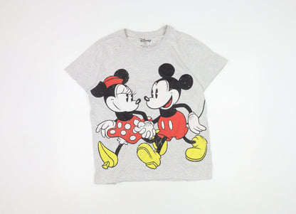 Womens UK Size 10 Disney Grey Basic T-Shirt