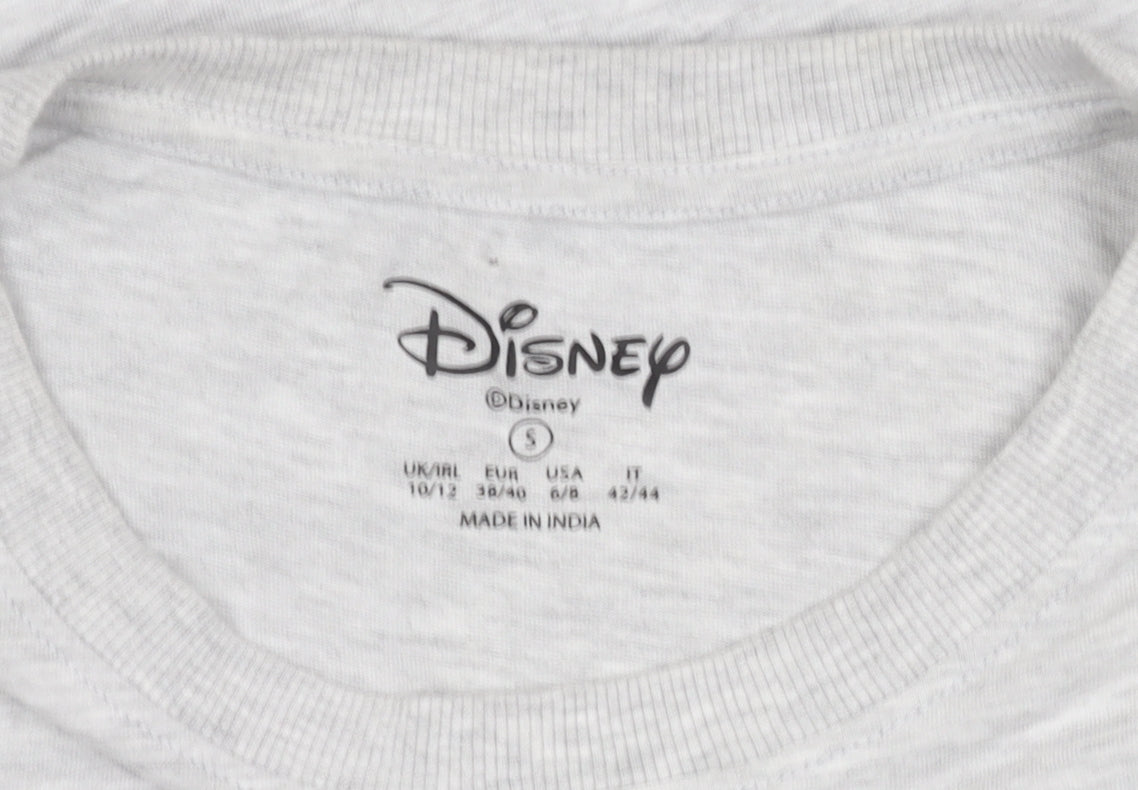 Womens UK Size 10 Disney Grey Basic T-Shirt