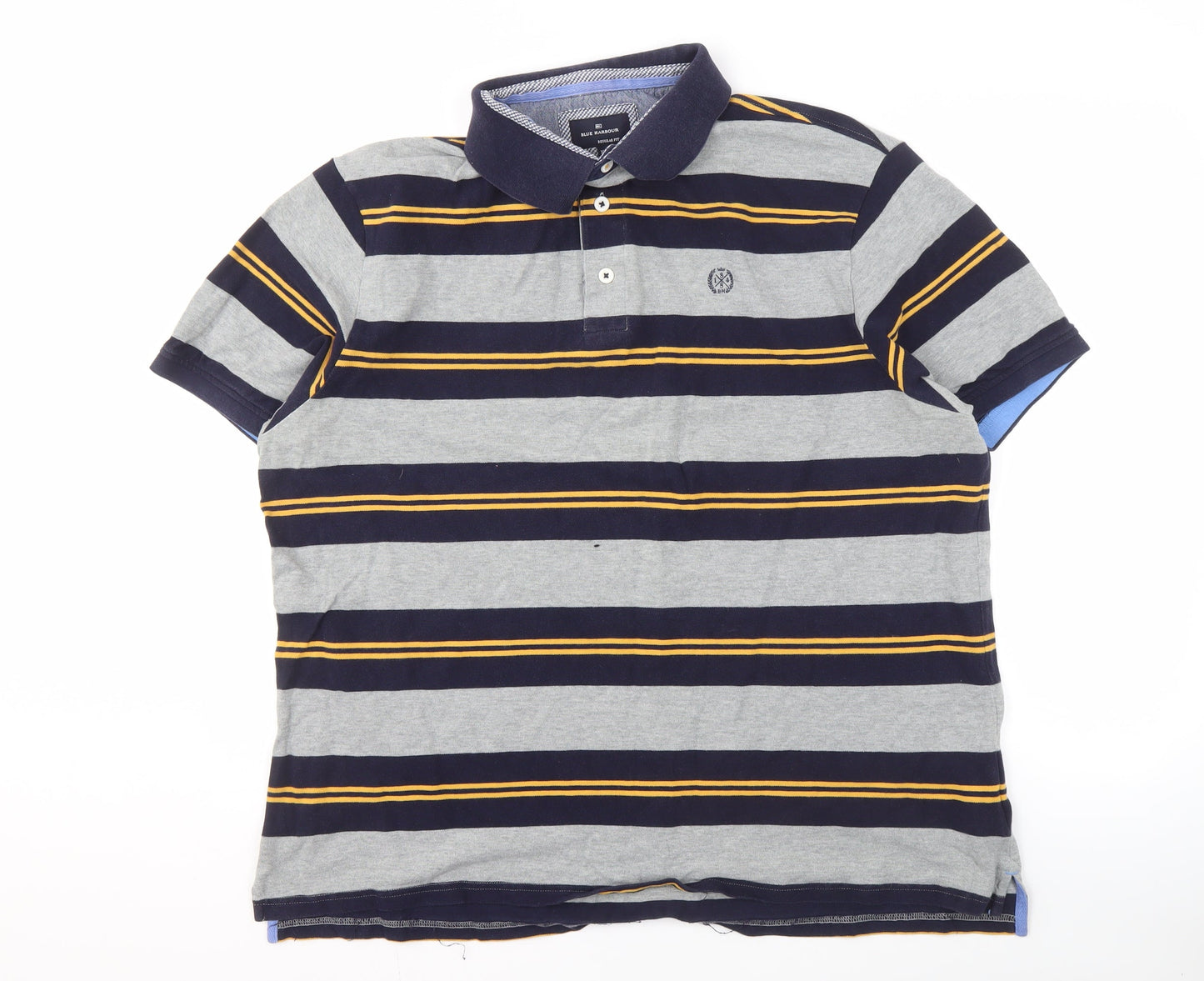 Marks and Spencer Men's Blue 2XL Striped Polo