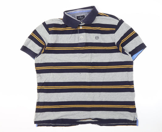 Marks and Spencer Men's Blue 2XL Striped Polo