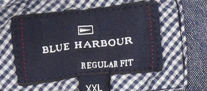 Marks and Spencer Men's Blue 2XL Striped Polo