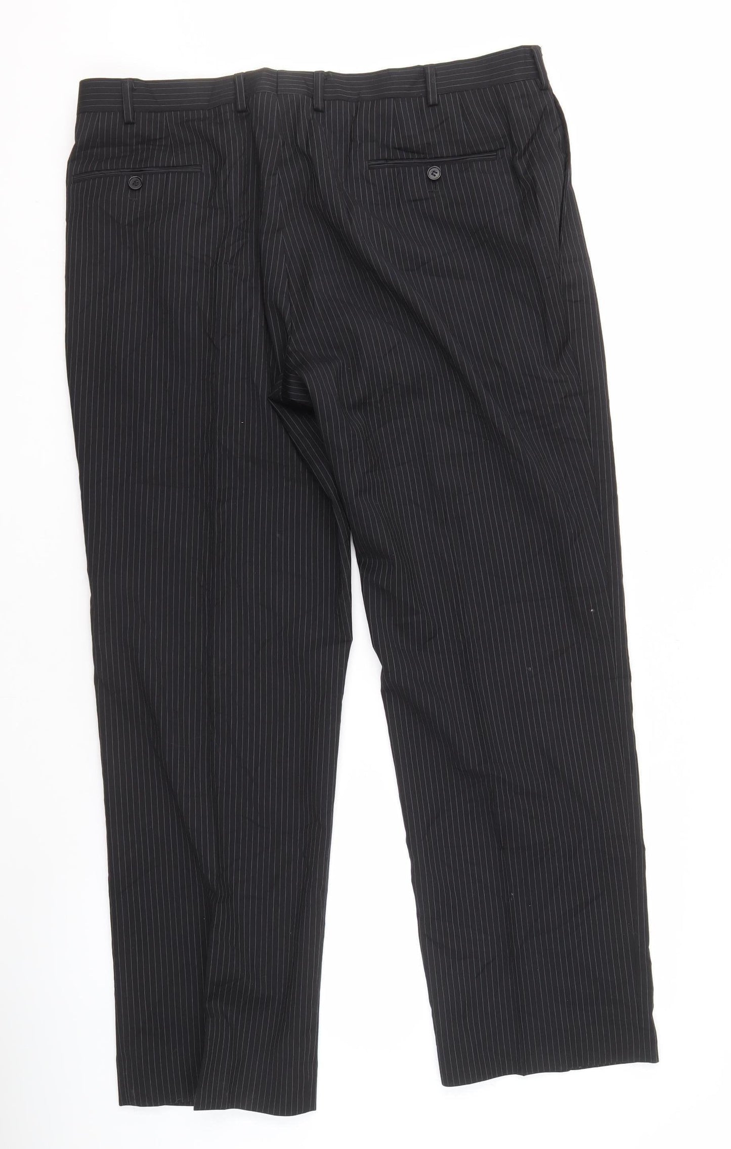 Marks and Spencer Men's Black Wool Striped Trousers 40