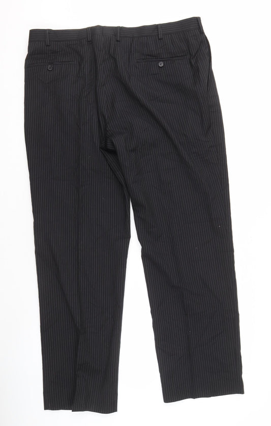 Marks and Spencer Men's Black Wool Striped Trousers 40