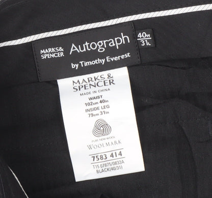 Marks and Spencer Men's Black Wool Striped Trousers 40
